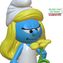 Smurfette-pose-1-8.jpg Datei 3D Die Schlümpfe 3D Modell - Schlumpfine Fan Art druckbares Modell・Design für 3D-Drucker zum herunterladen