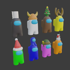 2020-10-25 (10).png STL file Pack 8 Models Among Us Various Hats・Template to download and 3D print, vextructor