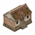 mau50.png Traditional Vietnamese Rural House – Aged Brick & Moss Roof 3D Model