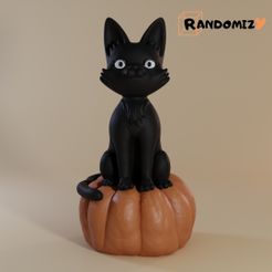 Black-Cat-on-a-Pumpkin.jpg 3D file Cat on a Pumpkin・3D printable model to download