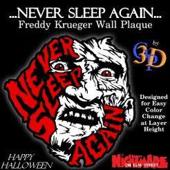 Freddy-Never-Sleep-IMG.jpg Archivo STL Never Sleep Again Freddy Krueger Pesadilla en Elm Street Wall Art・Plan imprimible en 3D para descargar