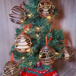Christmas-Ornament-1.jpg 3D file 3D Dual Spiral Christmas Ornament SVG・Template to download and 3D print