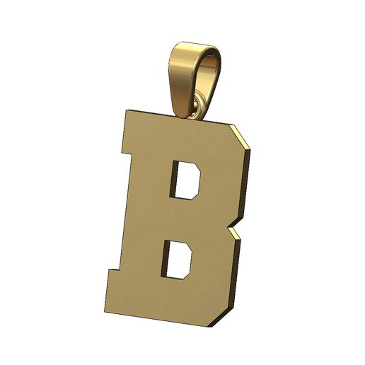 B varsity letter sports letterman jersey pendant charm 3D print model 3D model