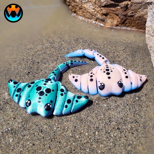 5.png Stachelrochen- und Felsenständer. Flexibler Meeresbewohner, Druck an Ort und Stelle, keine Stützen