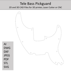 Telebassselling.png Tele Bass Telecaster Bass Pickguard, Templates, 2D and 3D CAD Files