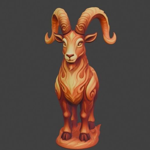 Flame Goat 2027 – Stylized New Year Mascot & Miniature 3D model