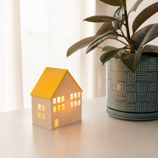 Cozy House Tea Light Holder – LED Lantern Home Decor STL