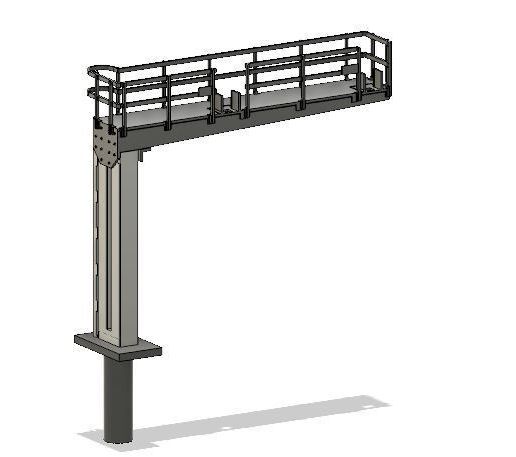 Signal Gantry 1.JPG Pórtico de señales moderno para modelismo ferroviario OO con orificios ocultos para cables