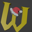W.png HARRY POTTER STYLE LETTER W WITH CHRISTMAS HAT + KEY CHAIN