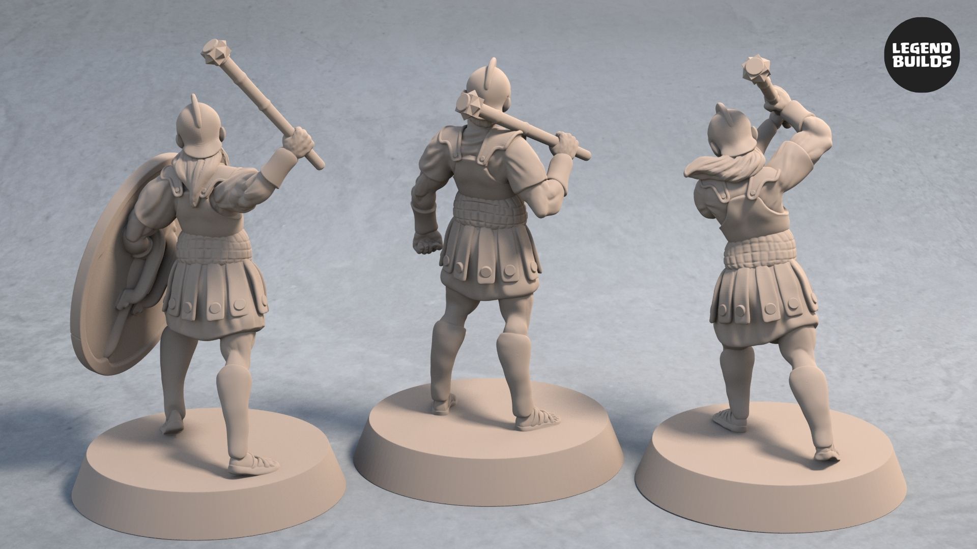 Download file Soldiers of Nemis with Maces (3 unique miniatures) 3D printable miniature STL