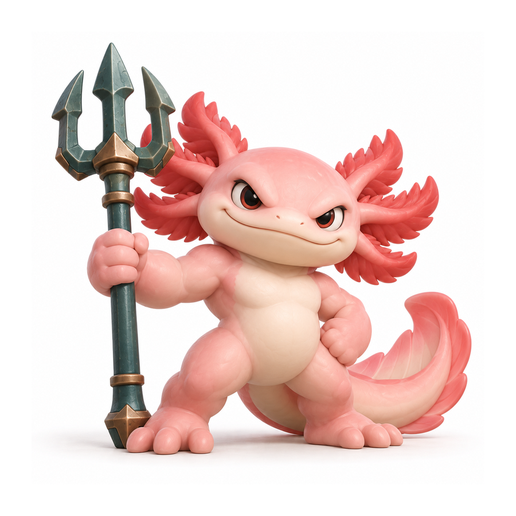 Axolotl Trident Warrior – Chibi Water Fighter Figure (120mm, One-Piece)