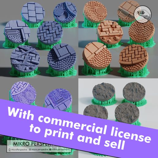 25mm & 32mm urban city and seashore bases bundle with commercial license pre-supported