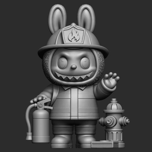 🧑‍🚒 Labubu firefighter – Cute Fire Hero・ STL File for 3D printing・Cults