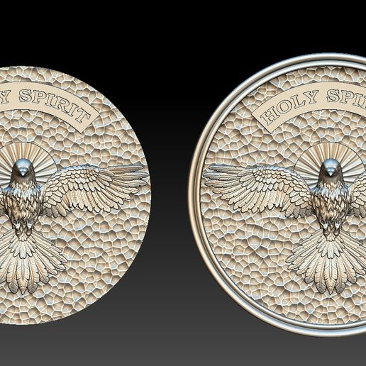 🪙 Holy Spirit Pendant Coin 3D print model・ STL File