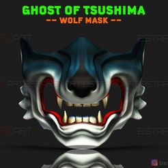 001a.jpg Archivo STL Ghost Of Tsushima - Máscara de Lobo - Máscara de Cosplay de Samurai・Modelo de impresión 3D para descargar