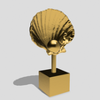 shell-3.png Scallop Shell with pearl on stand, seashell coastal decor, beach house, home interior decoration design