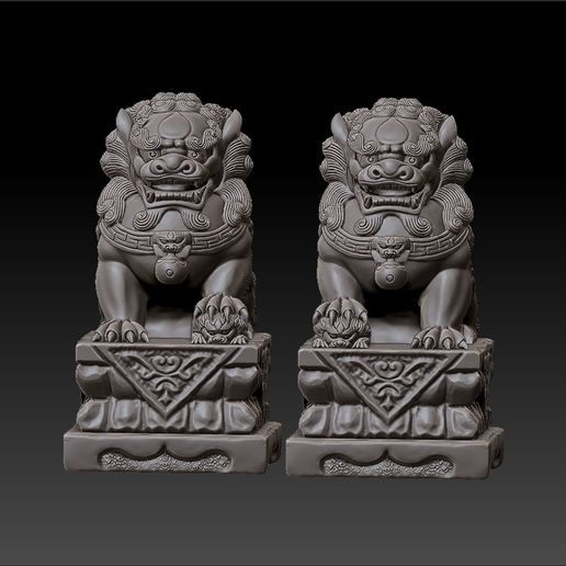 guardian lions or Foo Dogs 3D model
