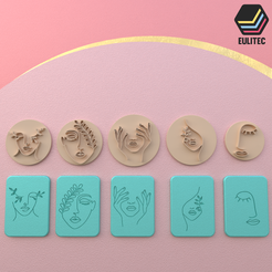 EULITEC ¥ 2 ) @ 4) GT at aa ty saat | Z oo Se 4h > >) i STL file STAMP FOR POLYMER CLAY PRINTED IN 3D-3D PRINTED POLYMER CLAY STAMP- SILHOUETTES OF FEMALE FACES-LORREN3D・3D printing design to download, EULITEC