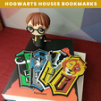 PIC_square.png Bookmark Harry Potter (STL and 3MF) Hogwarts Houses Bookmarks