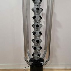 gray-tower-32-lights-bucket-595x793.jpg Modular Hydroponic Tower - Complete System