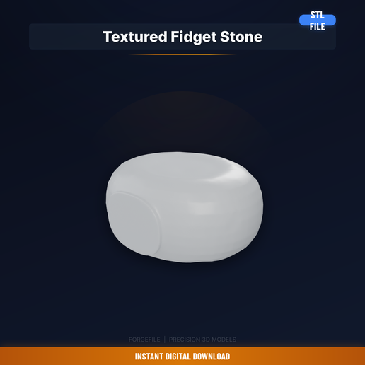 Smooth Worry Stone Fidget, Thumb Indent, Textured Back, - 3D Printable STL File