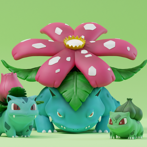 🐉 Bulbasaur+Ivysaur+Venusaur (pack)・ OBJ 3D baskı için dosya・Cults