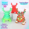 8.png Reno de Navidad Flexi STL | Print-in-Place Sin Soportes