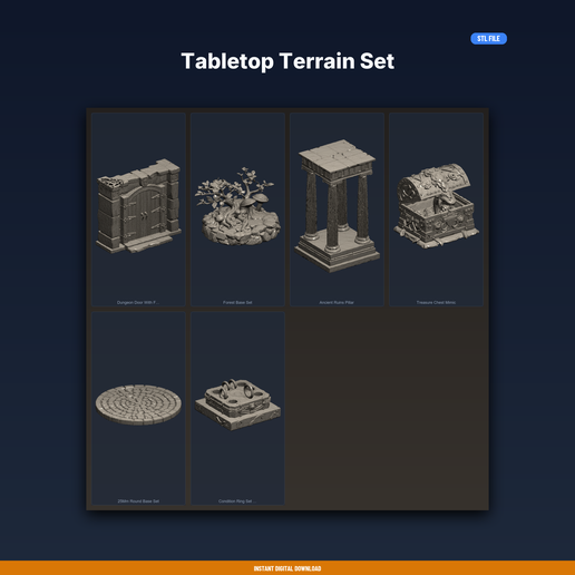 Tabletop Terrain Set - 6-Model STL Bundle