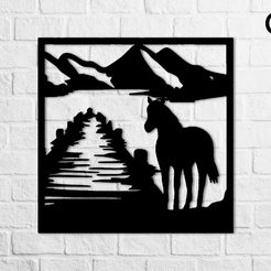 Caballo-C8-muelle-mockup.jpg STL file Horse C8 Dock - Wall Art・Design to download and 3D print