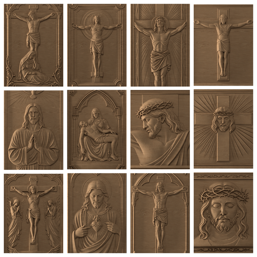 Jesus Collection 12 STL Bundle – Sacred Relief Files for CNC | Wood Carving, Laser PNG, 3D Print | Ready and Optimized | Commercial License