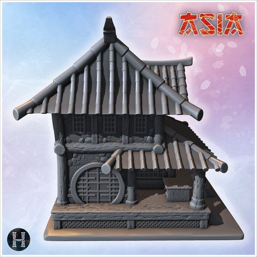 🏗️ Edifício tradicional japonês com telhado em camadas, pilares