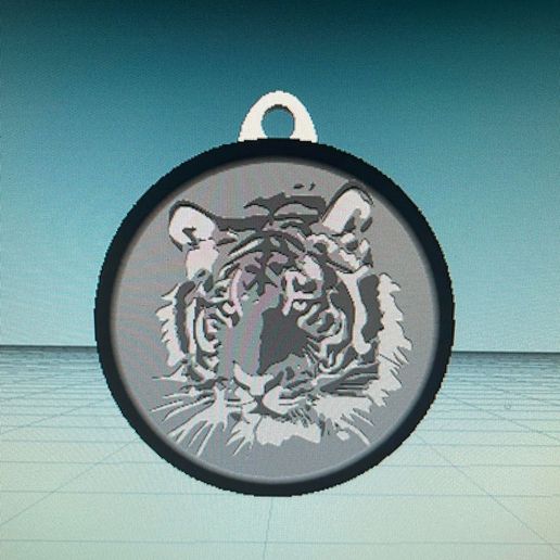 Circle tiger pendant litho with loop 3D model