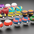 3.png Lowpoly And Normal Version of Pokeball penstand / Vase Collection