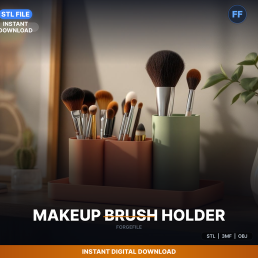 Makeup Brush Organizer Holder, Multiple Compartments, - 3D Printable STL File