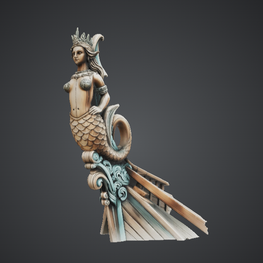 Mermaid Ship Figurehead – Nautical Fantasy Prow Ornament