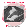 Ferret-low-poly3.png Ferret decor / Wall decor / ferret figure / low poly ferret /gift for ferret lover / magnet /cake topper and more