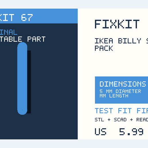 IKEA BILLY Shelf Pin Pack | 5 mm