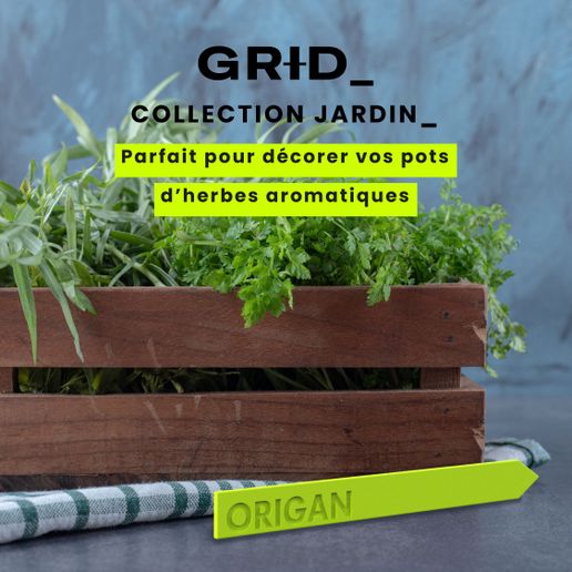 Origano" plant marker - 3D STL file for printing | Aromatic picks | Indoor garden & kitchen garden