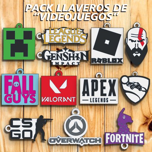 PACK 12 " VIDEOGAMES " KEY CHAINS 3D model