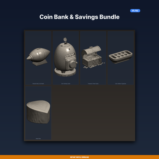 Coin Bank & Savings Bundle - 5-Model STL Bundle