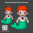 AmazeMakerZ_Merman_Flexi03.png Merman + Keychain 3MF | Multicolor 3D Printing