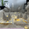 front-image.png Minimalist Christmas Tree Set – 4 Styles (Snowy, Snowy with Star, Ribbed, Ribbed with Star) – 3D Printable STL Files, Scalable Holiday Decor