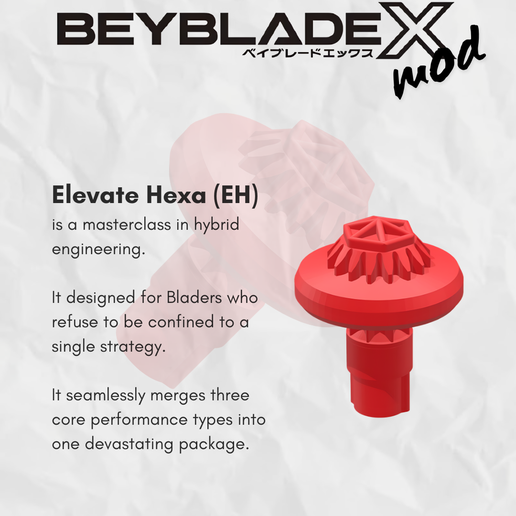 Beyblade X Bit Mod Elevate Hexa (EH) 3D model