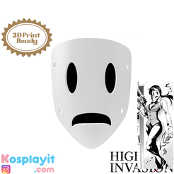 3D Print Ready ‘ HIGH - 6 INVA' Frown Mask 3D Model- highrise cosplay