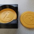 Cryptocoasters.jpg Crypto Coasters and Caddy ("Bitcoin" Coasters)