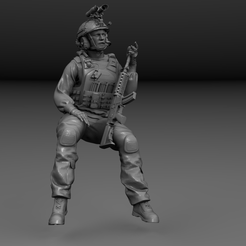 soldado.24.png STL file MODERN SOLDIER SEATED WITH WEAPON V2・3D printer model to download