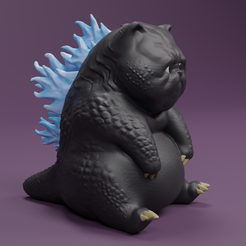 0002.png Sad and Lethargic Godzilla Cat Figure for 3D Printing