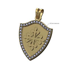 PP-Diamond-Shield-pendant-00.jpg Fichier STL Pendentif en forme de bouclier avec logo PP en diamant Modèle d'impression 3D・Plan pour impression 3D à télécharger