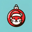 DALL·E-2023-12-11-18.20.33-Create-a-simple,-flat-design-of-a-Christmas-ornament-ball-featuring-a-c.png Festive Cat Christmas Ornament