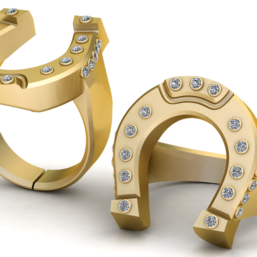 Gold Horseshoe Ring with Diamond Accents